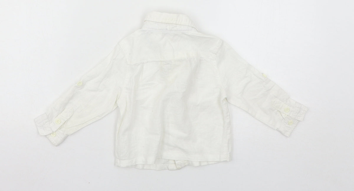 Back view of John Lewis boys’ white basic casual, size 9-12, months