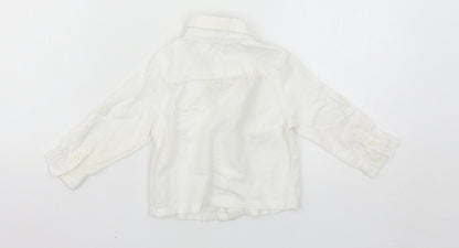 Back view of John Lewis boys’ white basic casual, size 9-12, months