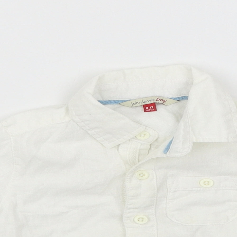 Close-up detail of John Lewis boys’ white basic casual, size 9-12, months