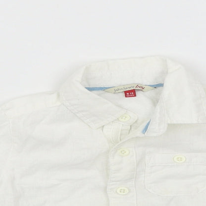 Close-up detail of John Lewis boys’ white basic casual, size 9-12, months