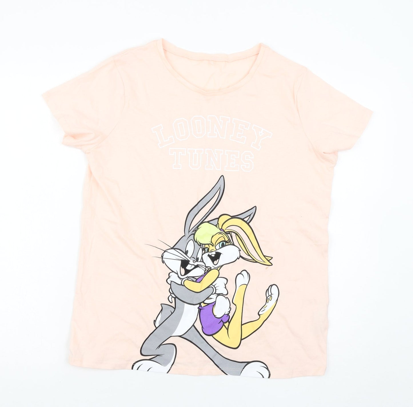 George Womens Pink Solid  Top Pyjama Top Size 10  - Looney Tunes