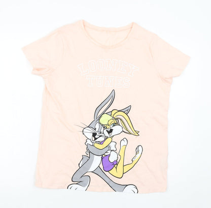 George Womens Pink Solid  Top Pyjama Top Size 10  - Looney Tunes