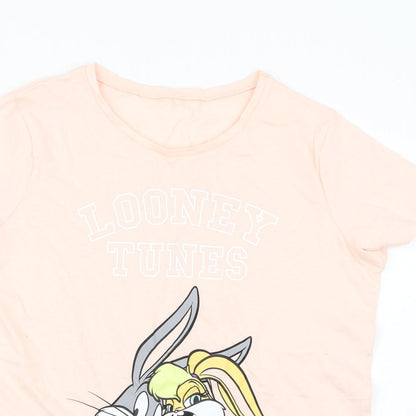 George Womens Pink Solid  Top Pyjama Top Size 10  - Looney Tunes