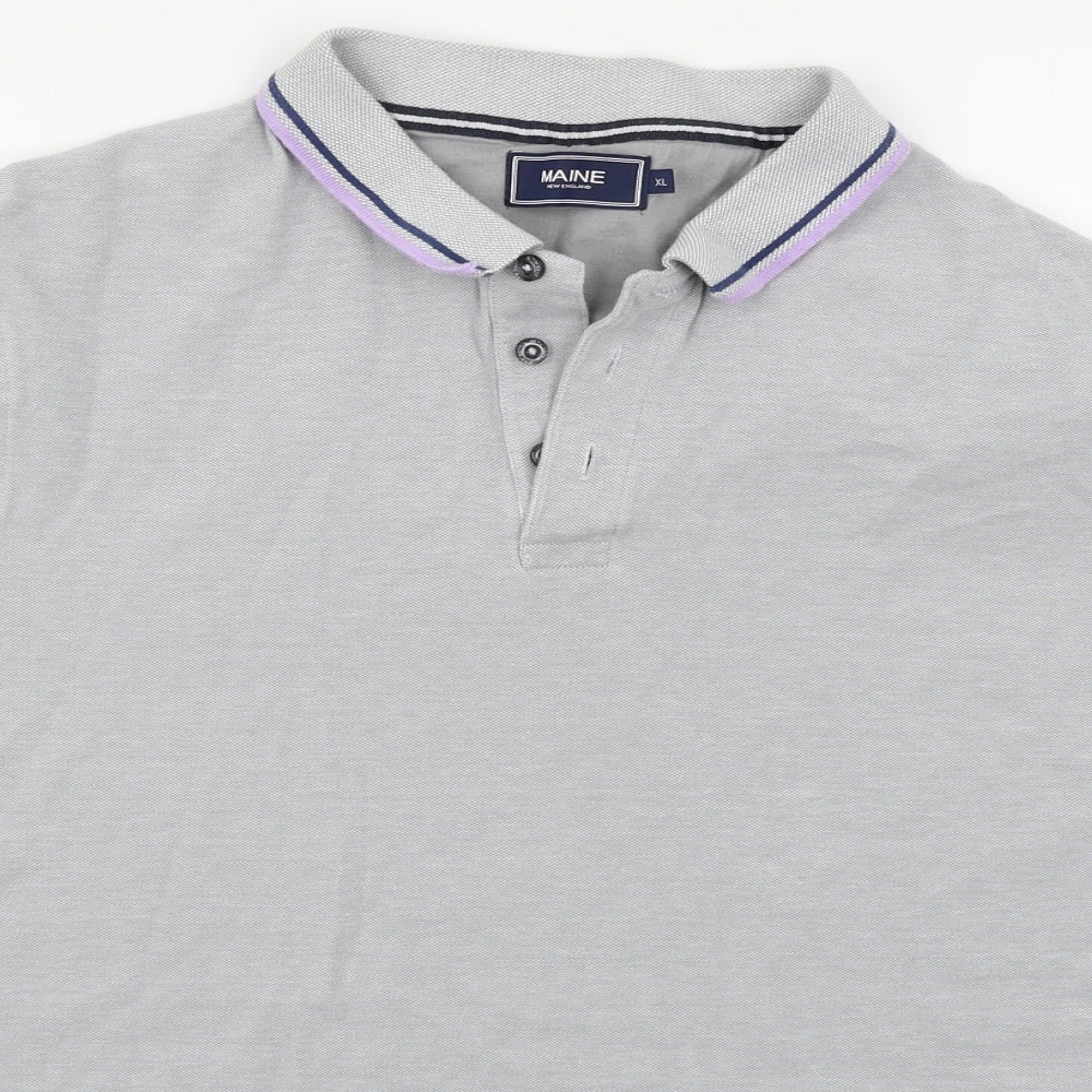 Maine New England Mens Grey    Polo Size XL