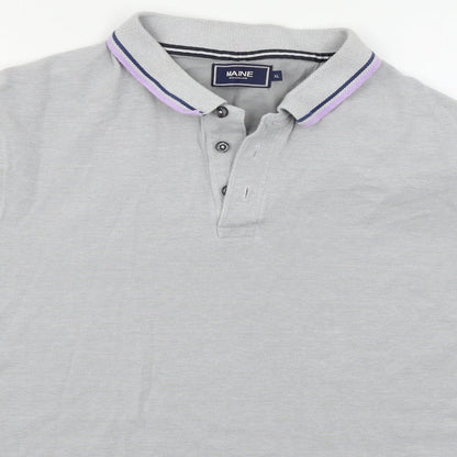 Maine New England Mens Grey    Polo Size XL