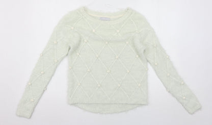 Womens UK Size 10 Red Herring White Pullover Jumper