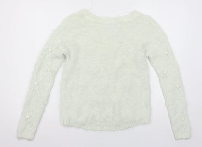 Womens UK Size 10 Red Herring White Pullover Jumper