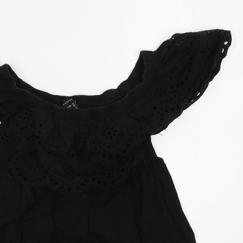 Womens UK Size 10 Atmosphere Black Basic Blouse