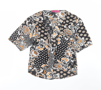 Boohoo Womens Black Floral  Cardigan Jumper Size S