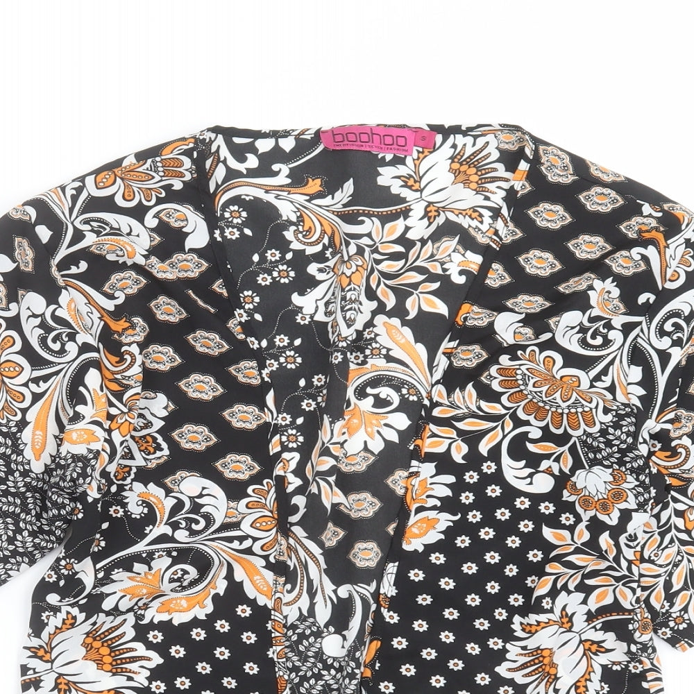 Boohoo Womens Black Floral  Cardigan Jumper Size S