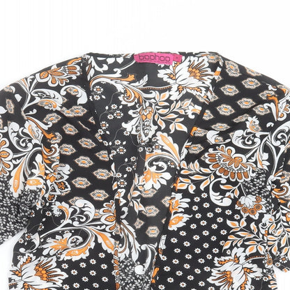 Boohoo Womens Black Floral  Cardigan Jumper Size S