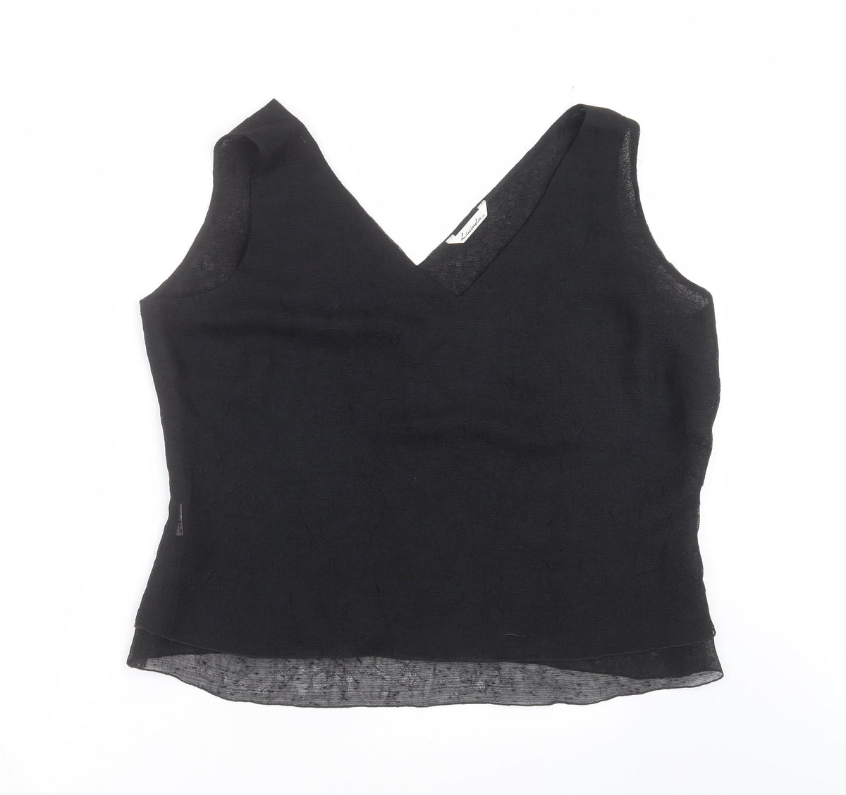 Additional front view of lucinda women’s black basic blouse, size UK 20