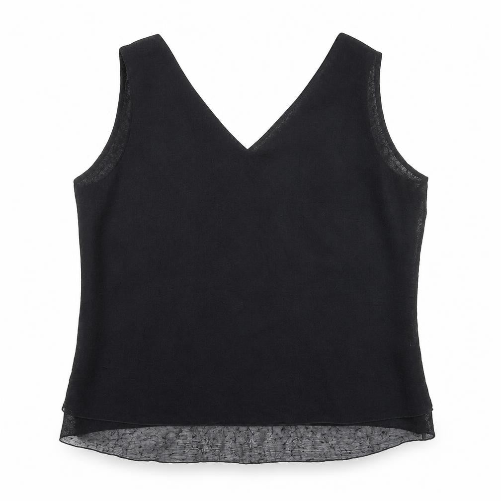 Front view of lucinda women’s black basic blouse, size UK 20