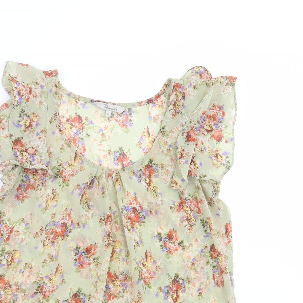 Womens UK Size 10 Peacocks Green Basic Blouse