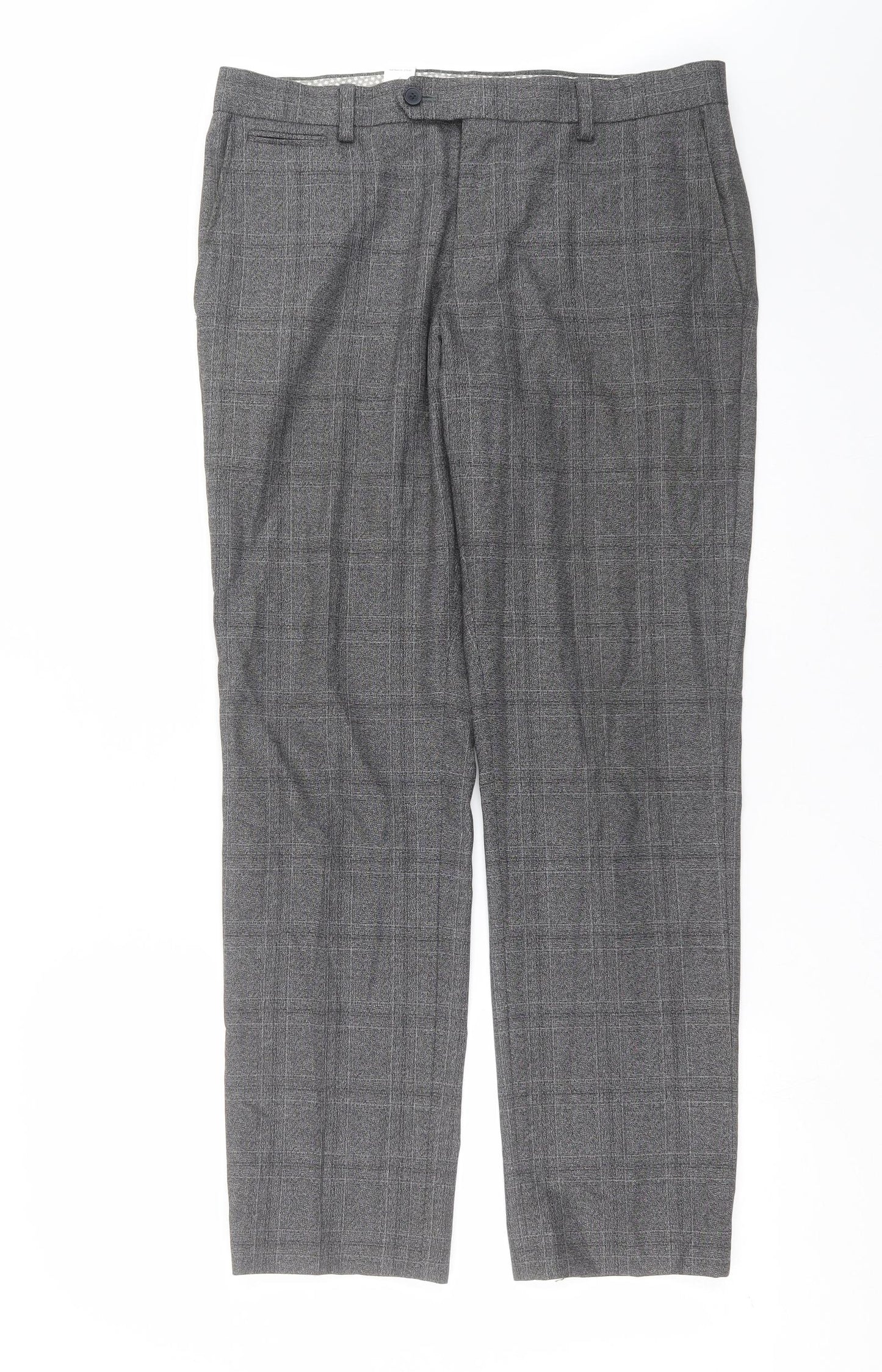 NEXT Mens Grey Check  Trousers  Size 32 in L29 in