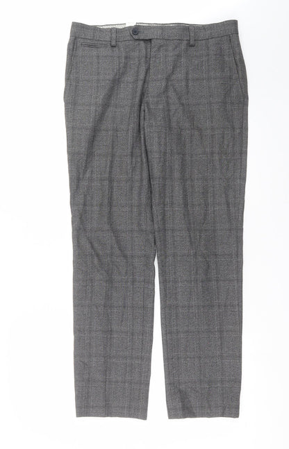 NEXT Mens Grey Check  Trousers  Size 32 in L29 in