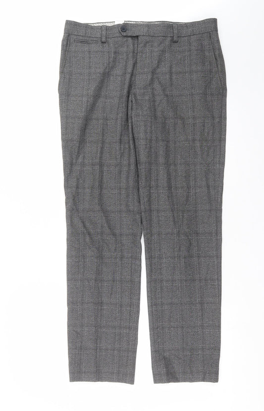 NEXT Mens Grey Check  Trousers  Size 32 in L29 in