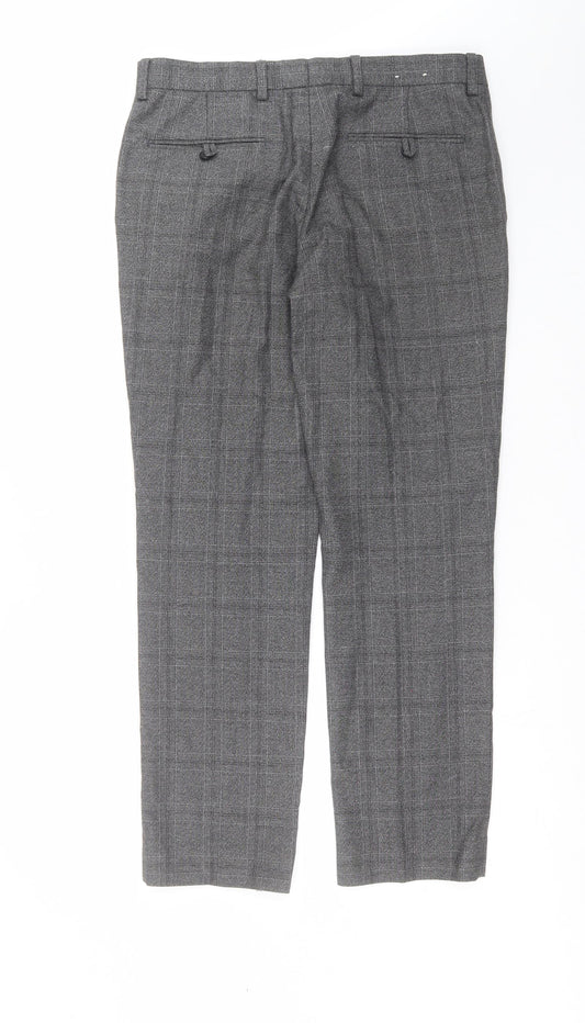 NEXT Mens Grey Check  Trousers  Size 32 in L29 in