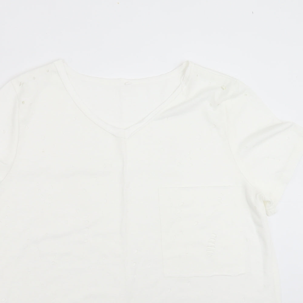 Womens UK Size M Preworn White Basic T-Shirt
