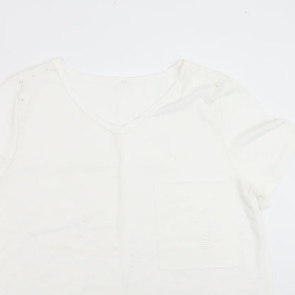 Womens UK Size M Preworn White Basic T-Shirt