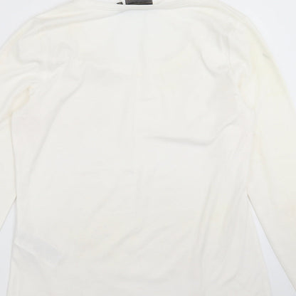 BCP Collection Womens Ivory Floral  Basic T-Shirt Size S