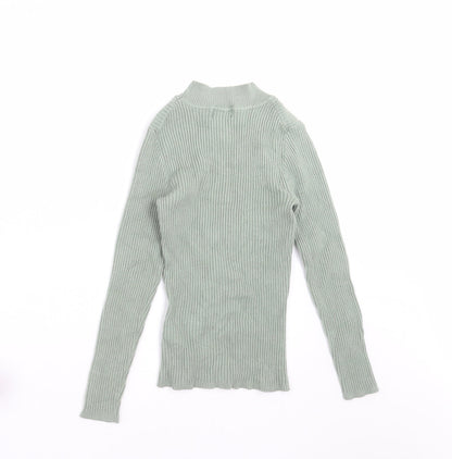 Primark Womens Green Striped Knit Pullover Jumper Size S