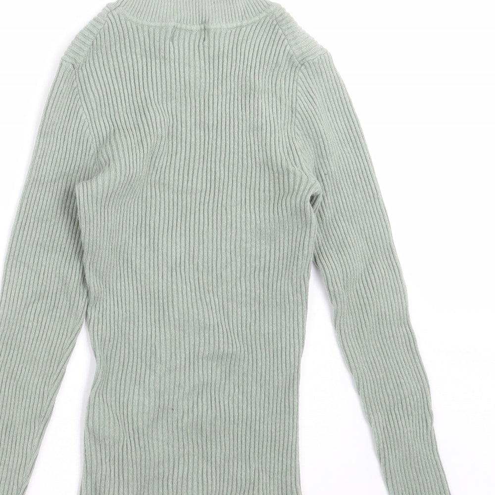 Primark Womens Green Striped Knit Pullover Jumper Size S