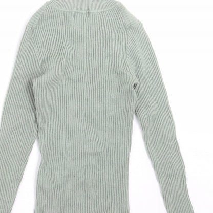 Primark Womens Green Striped Knit Pullover Jumper Size S
