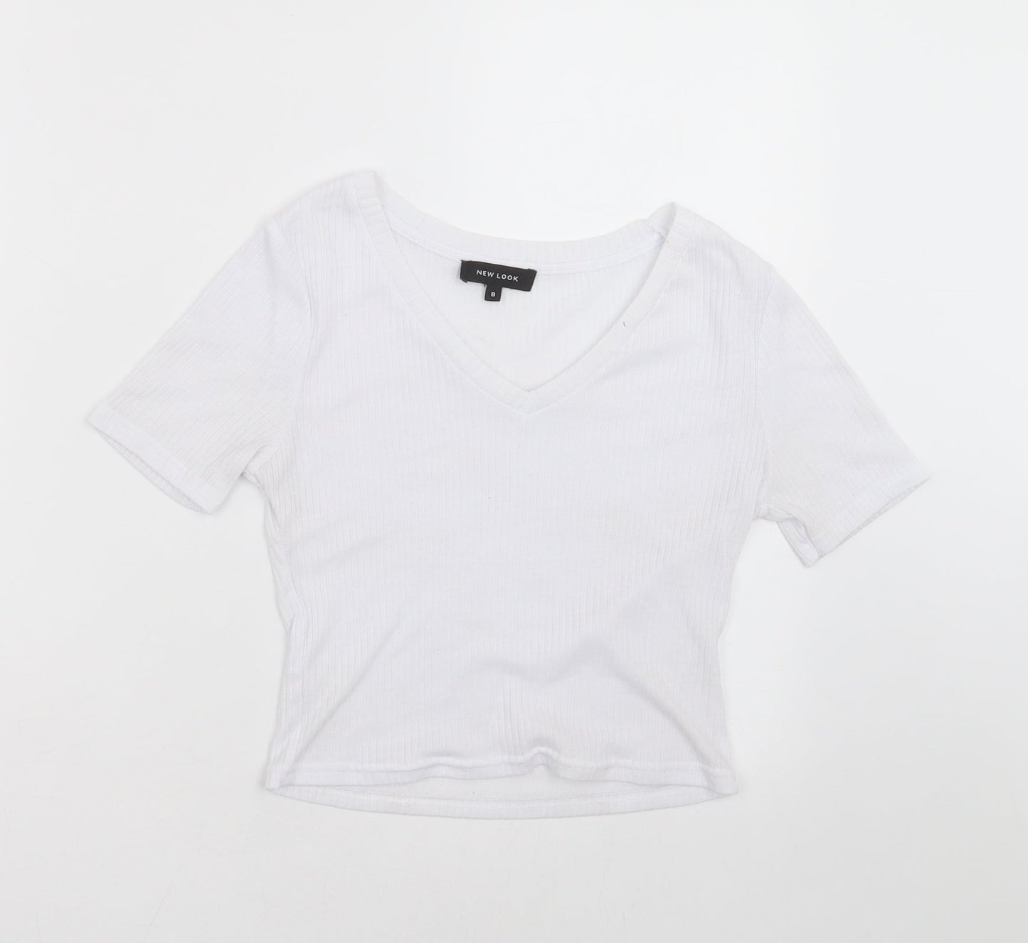 Womens UK Size 8 New Look White Basic T-Shirt