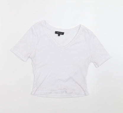 Womens UK Size 8 New Look White Basic T-Shirt