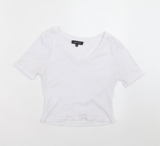 Womens UK Size 8 New Look White Basic T-Shirt