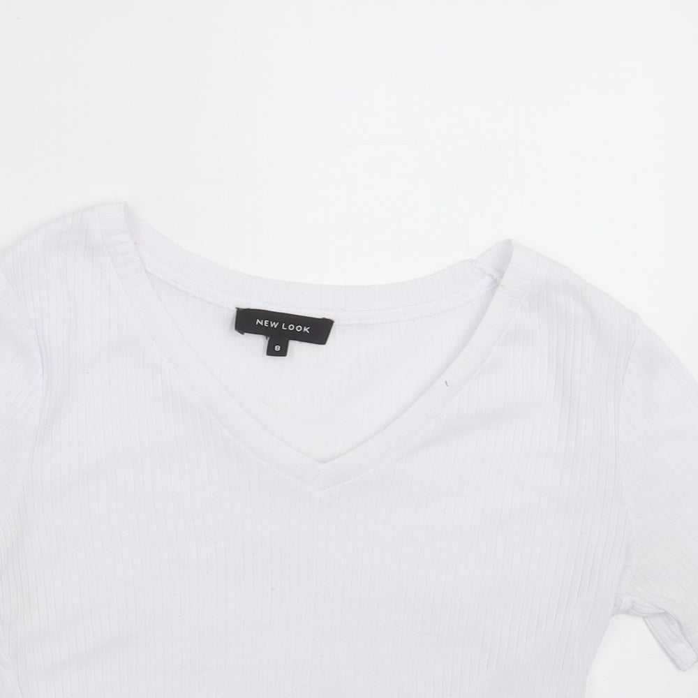Womens UK Size 8 New Look White Basic T-Shirt