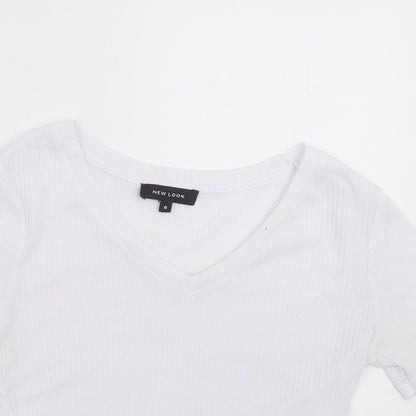 Womens UK Size 8 New Look White Basic T-Shirt