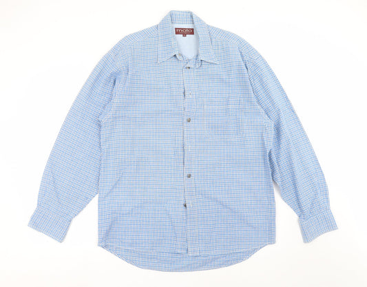 Mens UK Size M Moto Jeanswear Blue  Button-Up Long Sleeve Casual Shirt