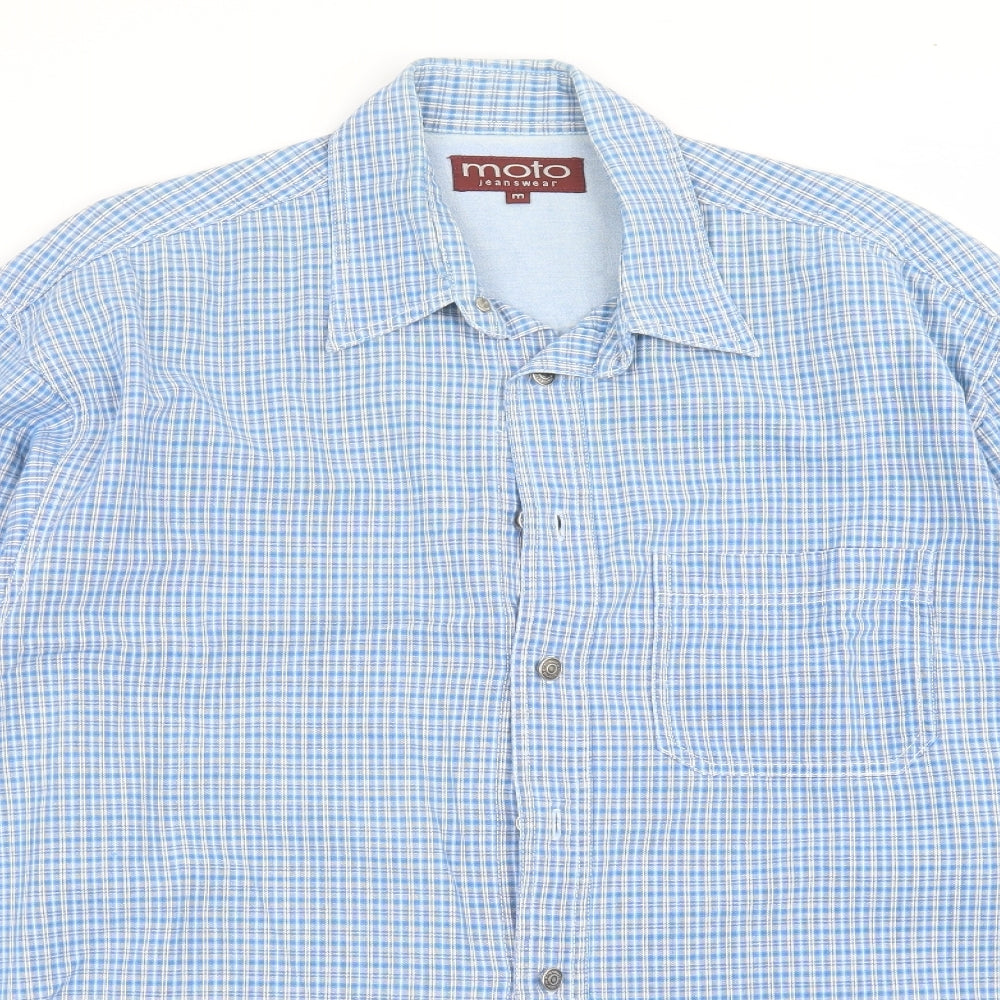 Mens UK Size M Moto Jeanswear Blue  Button-Up Long Sleeve Casual Shirt