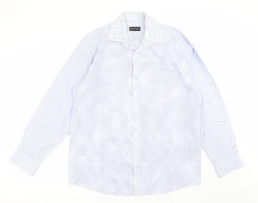 Mens UK Size 15.5 Burton Blue  Button-Up Long Sleeve Casual Shirt
