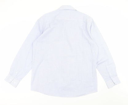Mens UK Size 15.5 Burton Blue  Button-Up Long Sleeve Casual Shirt