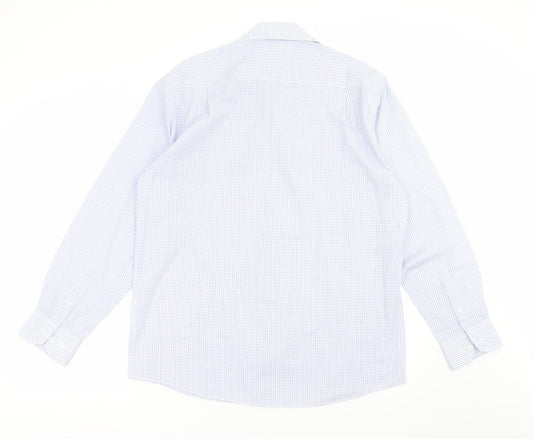 Mens UK Size 15.5 Burton Blue  Button-Up Long Sleeve Casual Shirt