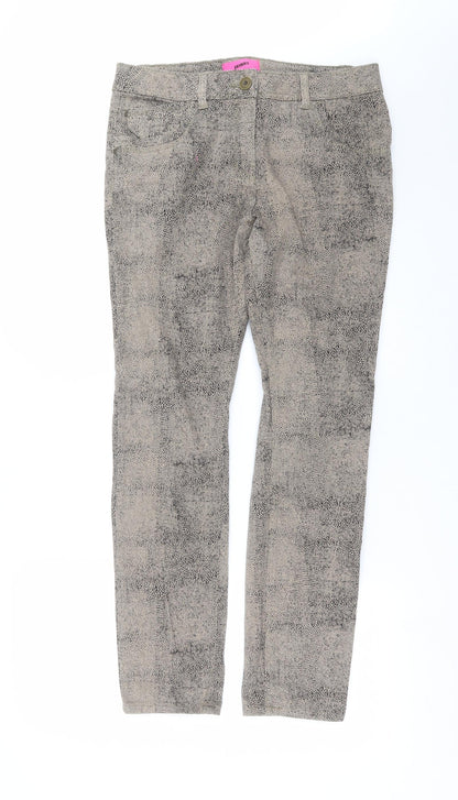George Womens Beige Animal Print Denim Skinny Jeans Size 14 L30 in