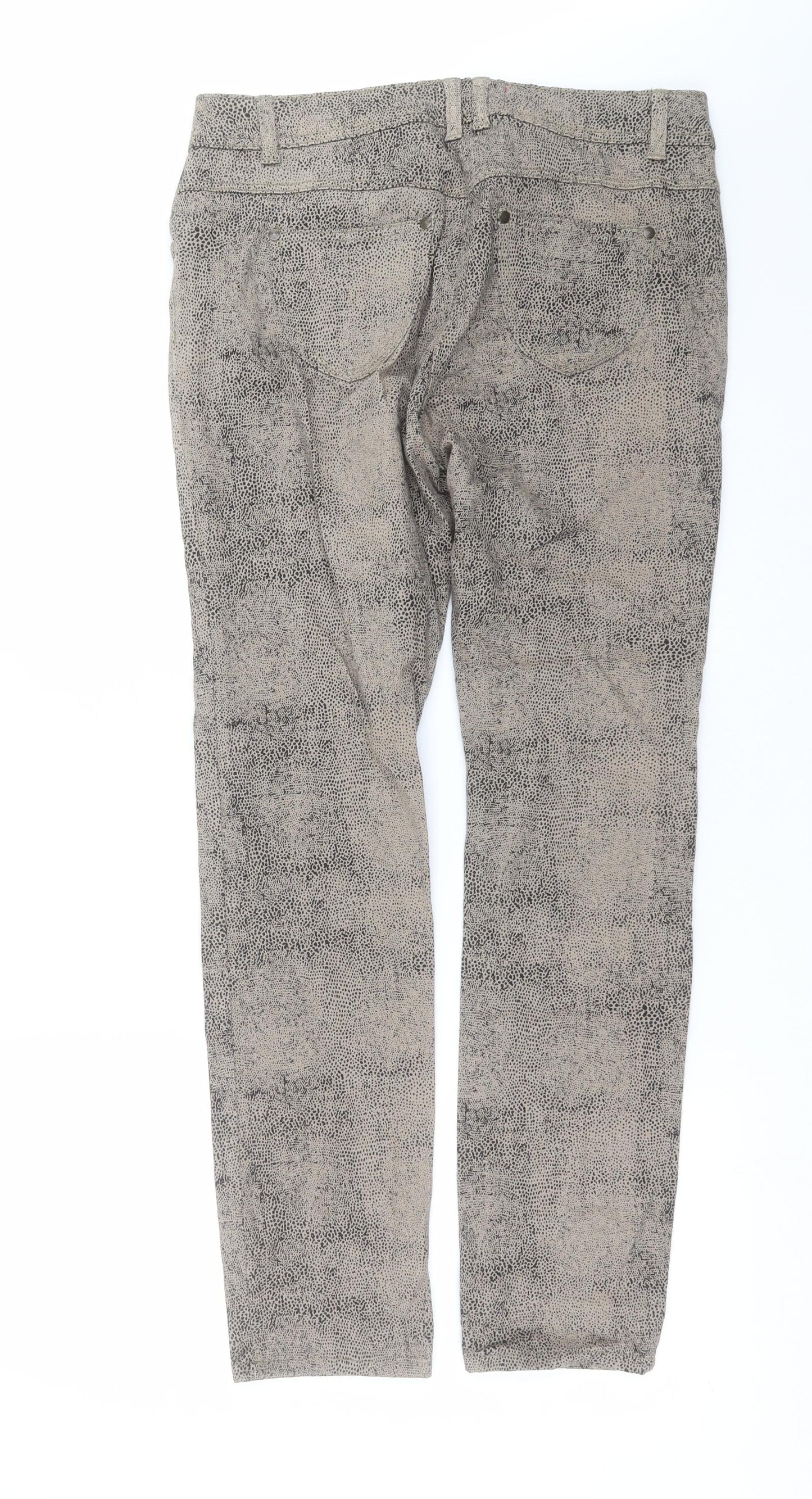 George Womens Beige Animal Print Denim Skinny Jeans Size 14 L30 in