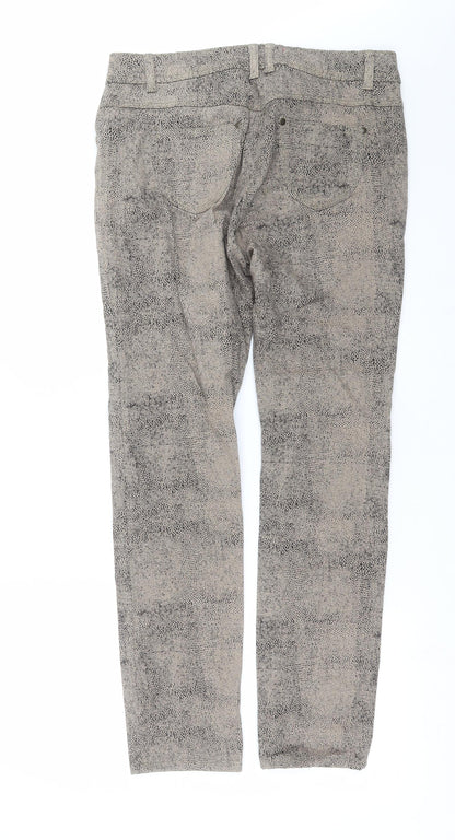 George Womens Beige Animal Print Denim Skinny Jeans Size 14 L30 in