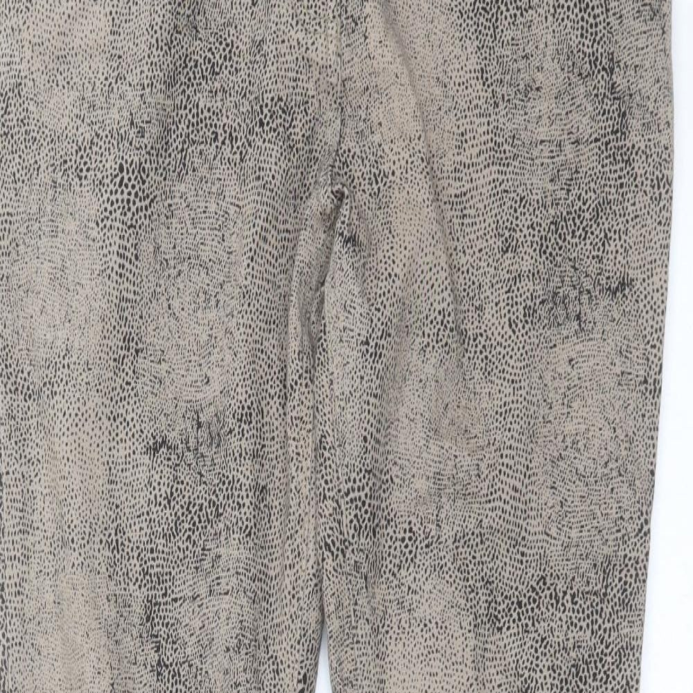George Womens Beige Animal Print Denim Skinny Jeans Size 14 L30 in