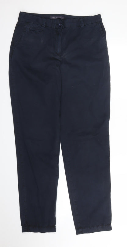Womens UK Size 8 M&S Regular Fit Carpenter Blue Trousers