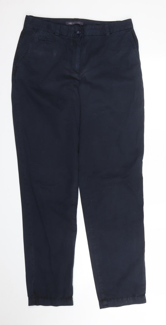 Womens UK Size 8 M&S Regular Fit Carpenter Blue Trousers