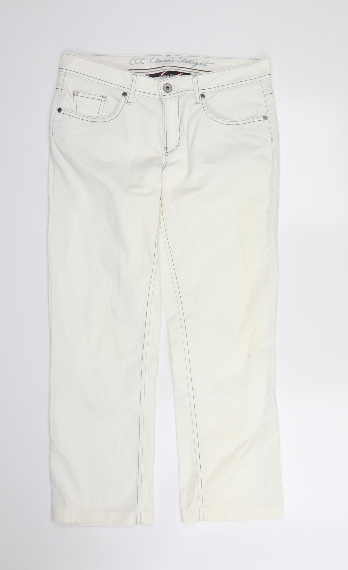 Crew Clothing Womens White  Denim Capri Jeans Size 32 in L27 in