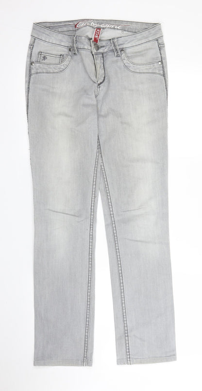 Womens UK Size 29 in FIVE Regular Fit Straight Grey Jeans