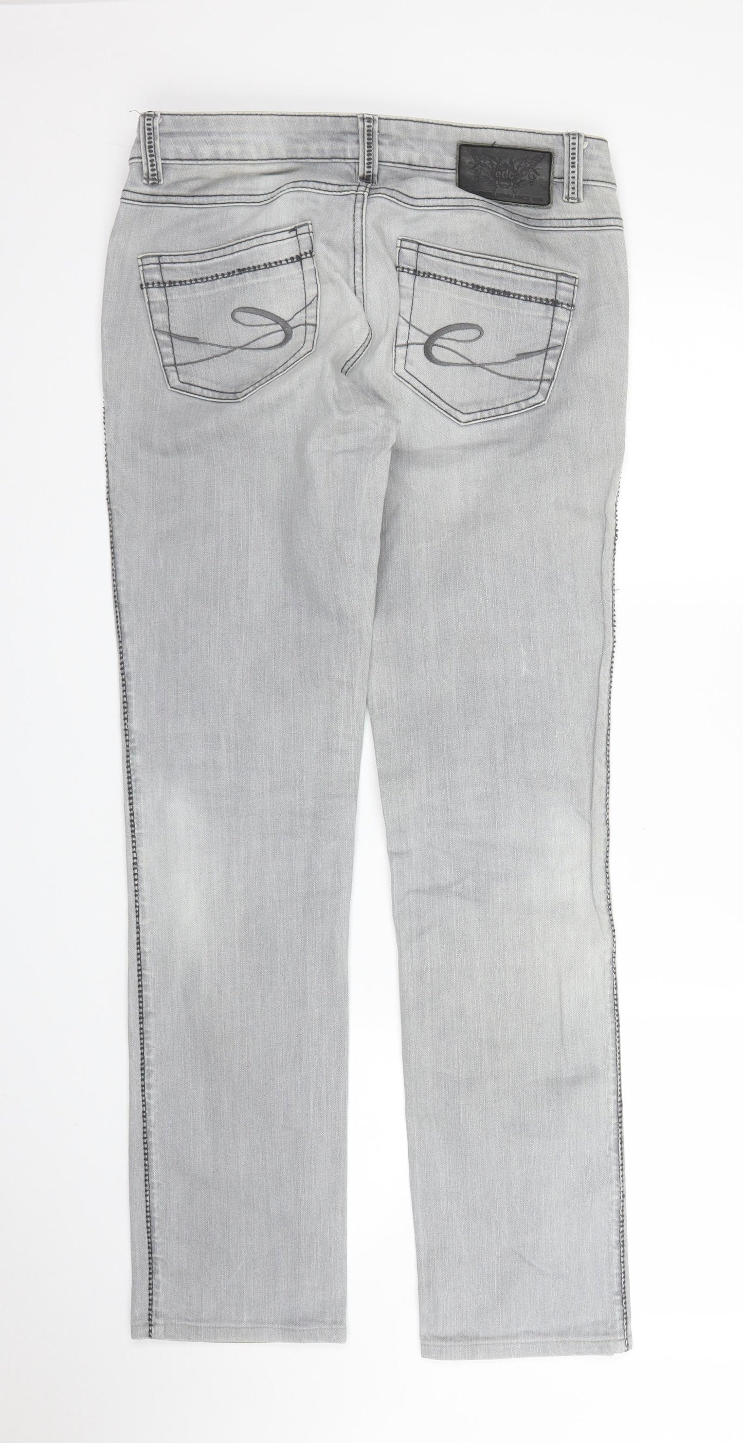 Womens UK Size 29 in FIVE Regular Fit Straight Grey Jeans