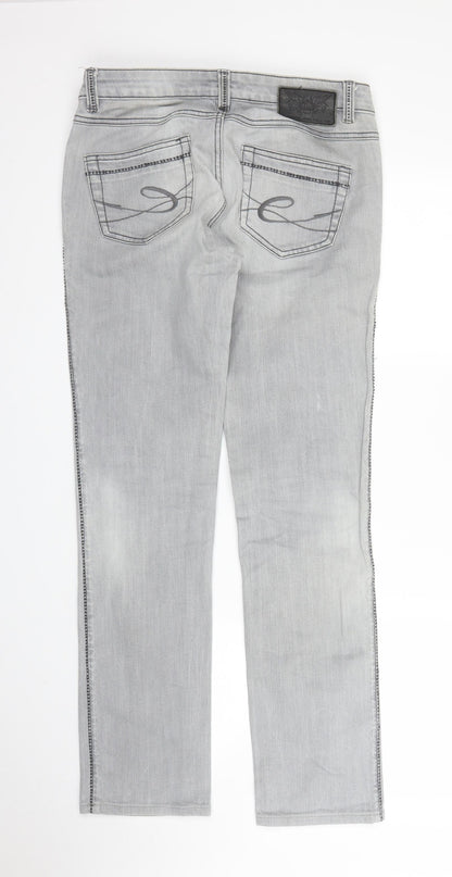 Womens UK Size 29 in FIVE Regular Fit Straight Grey Jeans