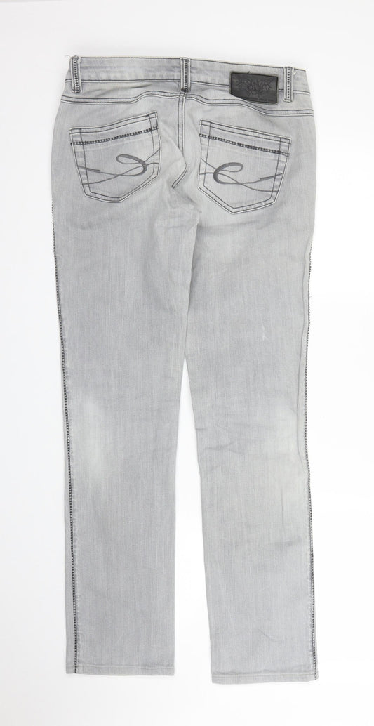 Womens UK Size 29 in FIVE Regular Fit Straight Grey Jeans