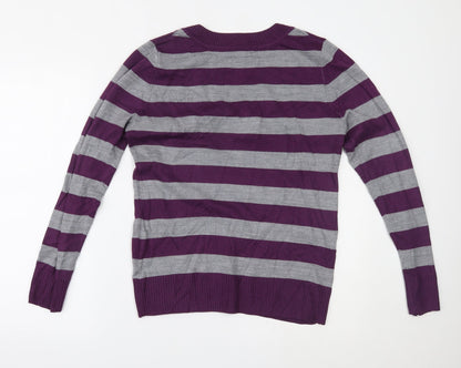 H&M Mens Purple Striped  Pullover Jumper Size M